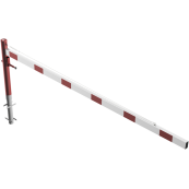 Swing barrier | with pull rope reinforcement | for casting in concrete, hot-dip galvanized and white coated with red reflecting stripes | Barrier arm length: 3500 mm | for padlock